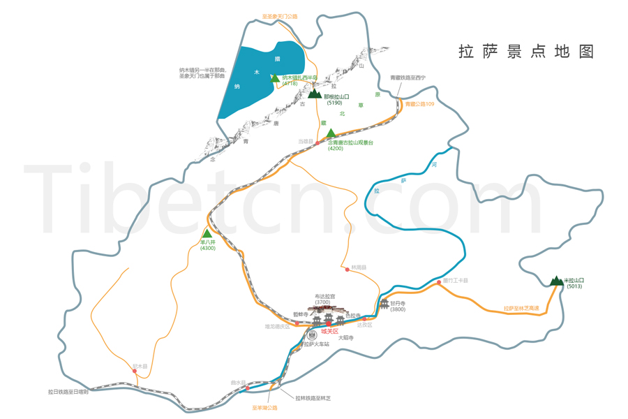 拉薩景點地(dì / de)圖