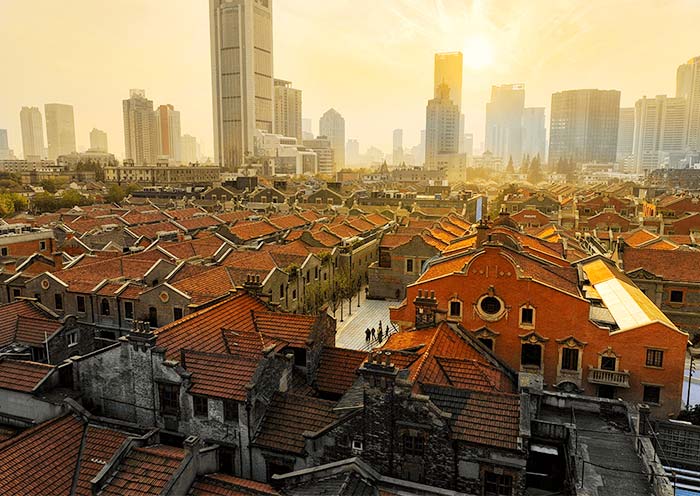 上(shàng)海新天地(dì / de)東西融合的(de)建築