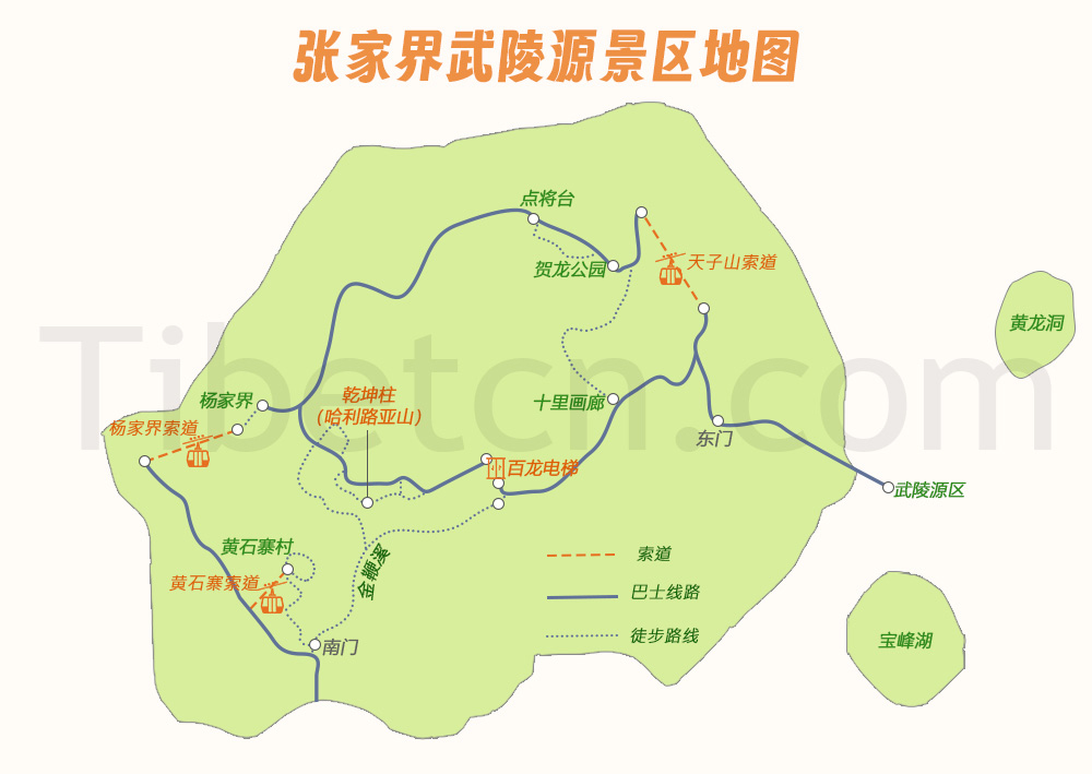張家界武陵源景區地(dì / de)圖 張家界武陵源景區地(dì / de)圖